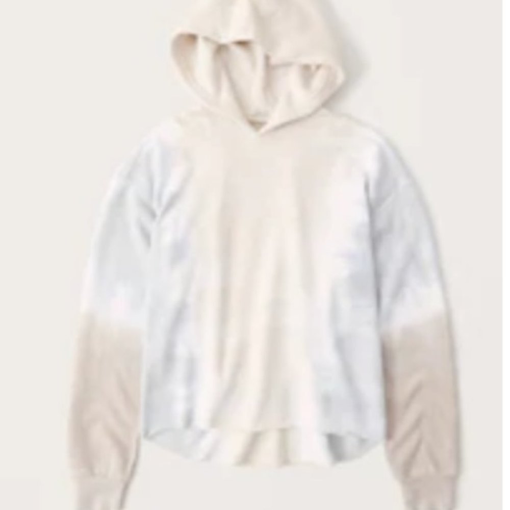 Abercrombie Tie-Dye Cutoff Hoodie LIGHT BLUE AND CREAM TIE-DYE Women's Medium